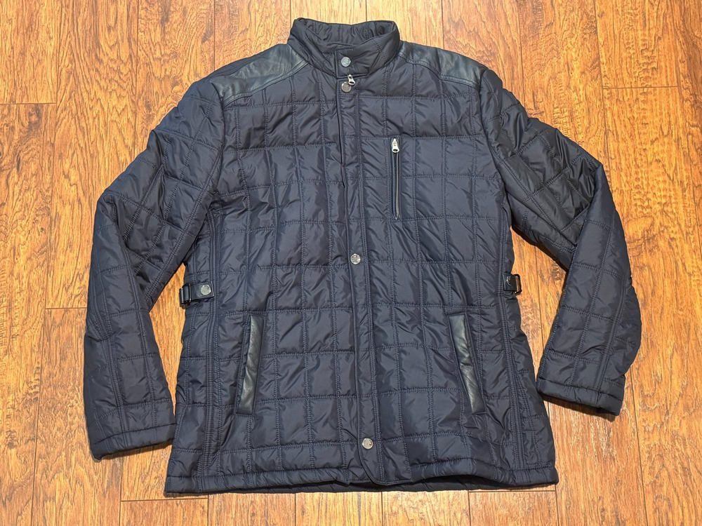 NASE Sports Wear Quilted Navy Jacket Faux Leather Trim - Women's Size XXL